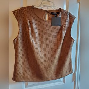 Andrew Marc Perforated Vegan Leather Sleeveless Top